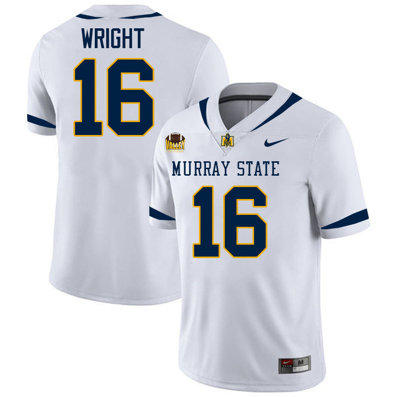 Murray State Racers #16 Baxter Wright College Football Jerseys,Uniforms-White